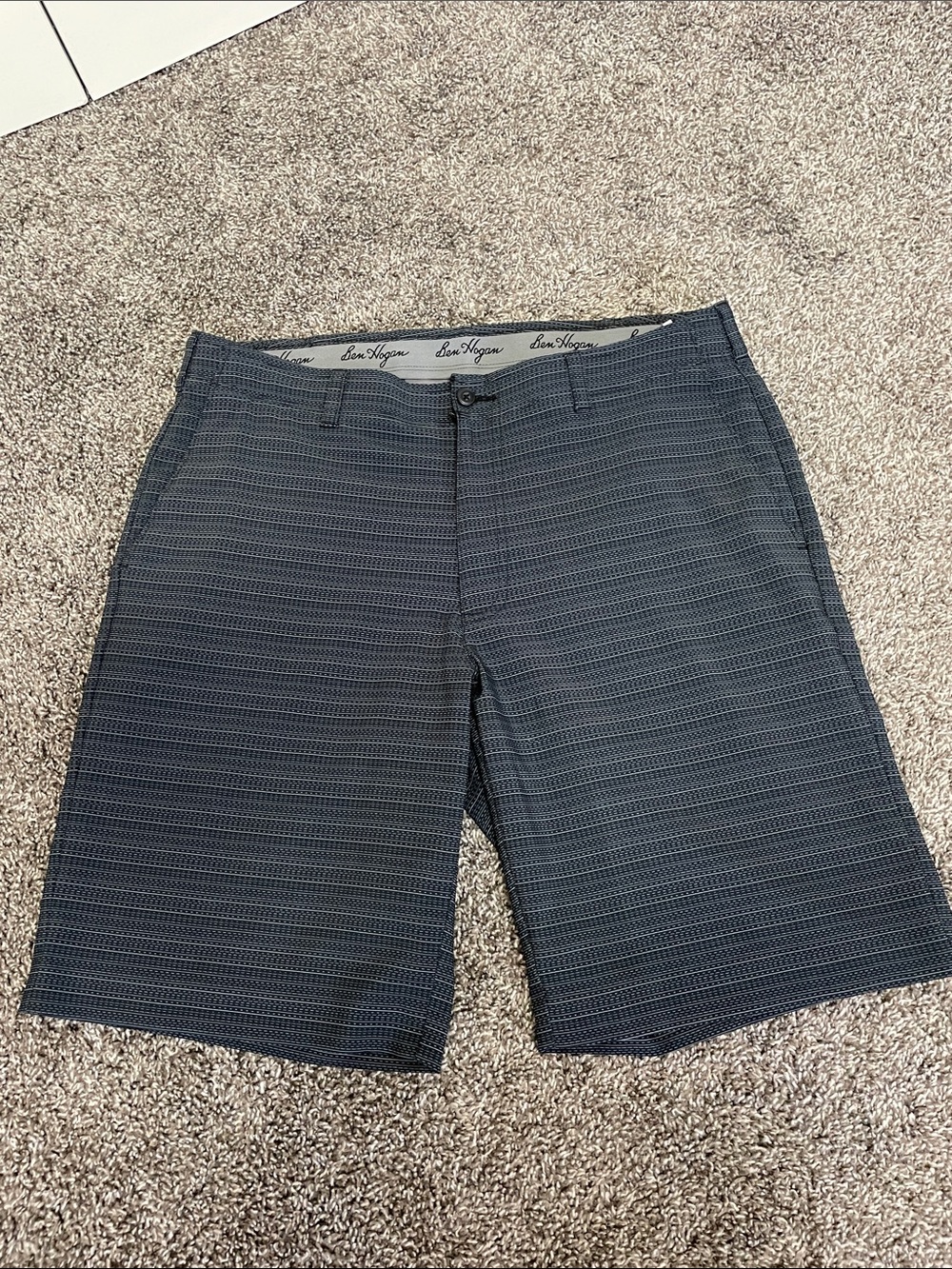 Ben Hogsn Men's Charcoal Patterned Flat-Front Golf Shorts
